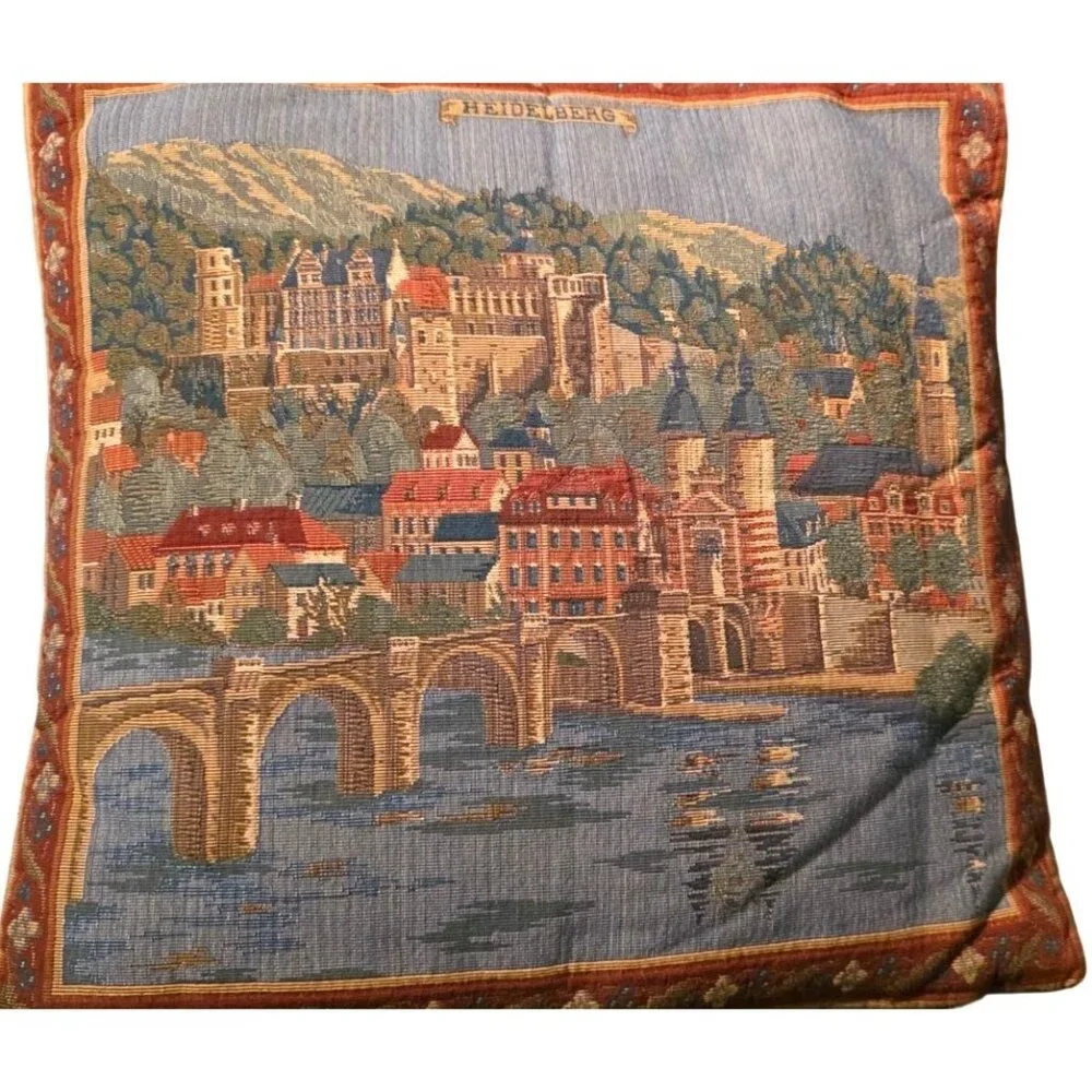 Tapestry Pillow Heidelberg Scenic Cover With Zipper Closure 17x16 Inches Decorat